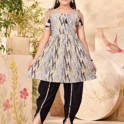 Muhuratam Girls Ethnic Wear Grey Colour Abstract Print Cotton Dhoti Kurta Set-picture-24