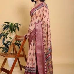 GOHILL ENTERPRISE Floral Pure Linen Handloom Saree image 3