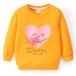 Babyhug Cotton Knit Full Sleeves Sweatshirt with Heart Graphics - Yellow-image-28