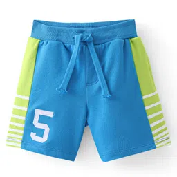 Babyhug Cotton Looper Knit Shorts Number Patch - Blue-image-58