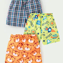 Babyhug Cotton Popin Boxers Animal & Space Print Pack of 3 - Multicolour-picture-28