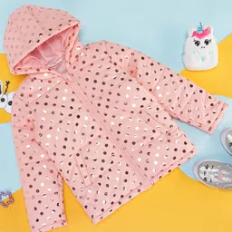 Pantaloons Junior Cotton Full Sleeves Polka Dots Foil Printed Jacket - Pink-picture-10