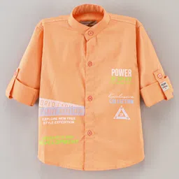Dapper Dudes Full Sleeves Power Of Spirit Text Printed Shirt - Light Orange-picture-28