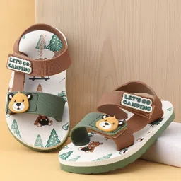 Babyoye Sandals With Bear Applique & Velcro Closure - Brown-picture-17