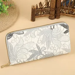 SYGA Elegant Women Lace Wallet Large Capacity Zipper , Mobile Phone & Coin Holder(Beige)-picture-31