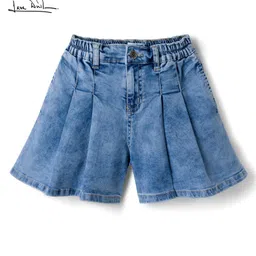 arias by lara dutta Arias Denim Woven Solid Colour Skort - Light Blue-picture-22