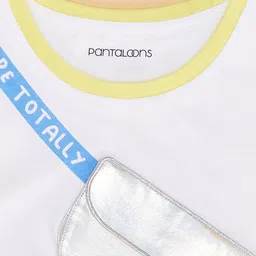 Pantaloons Junior Half Sleeves Mock Fanny Pack Detailed Color Blocked Tee - White image 3