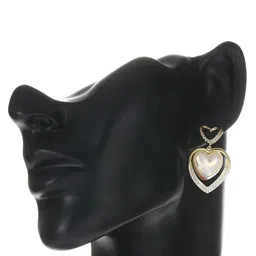 Celestique Artificial Stones Studded Heart Shaped Drop Earrings image 4