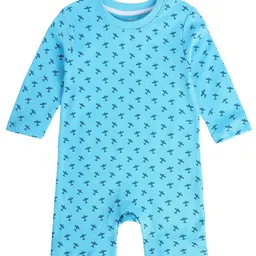 MINI KLUB Cotton Pack Of 2 Full Sleeves Animal & Airplanes Printed Rompers - Blue & Yellow image 4