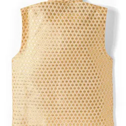 Ridokidz Full Sleeves Solid Kurta & Pyjama With Geometric Embroidered Jacket Set - Cream image 3