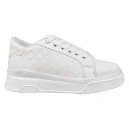 Shoetopia Threadwork Embroidered Lace Up Sneakers - White image 4
