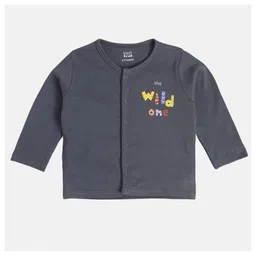 MINI KLUB Cotton Knit Pack Of 2 Full Sleeves Animal & Wild One Text Printed Jhablas - Maroon & Dark Grey image 4