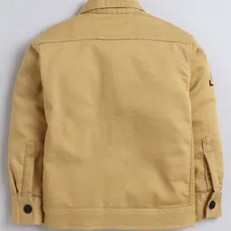 Ministitch Denim Woven Full Sleeves Typography Printed Jacket With Tee - Mustard image 4