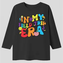 KAVEE Pure Cotton Knit Pack Of 3 Full Sleeves Born To Be Wild Text & Animal Printed Tees - Red Black & Blue image 4