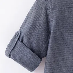 INFINITY Cotton Woven Full Sleeves Placement Text Printed Shirt - Blue image 5