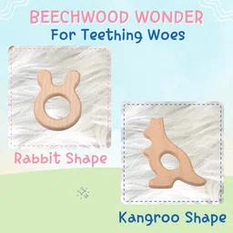 Adore Wohoo! Wooden Teethers- Pack of 2- Bunny+ Kangaroo image 4