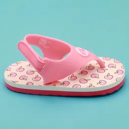 Babyoye Velcro Closure Flip Flops With Fruits Print - Pink image 4