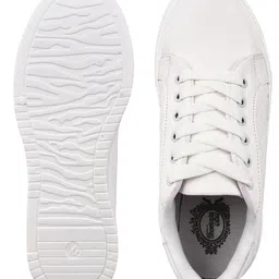 Shoetopia Threadwork Embroidered Lace Up Sneakers - White image 5