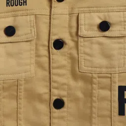 Ministitch Denim Woven Full Sleeves Typography Printed Jacket With Tee - Mustard image 5