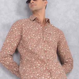 Crimsoune Club Men Smart Spread Collar Floral Printed Cotton Slim Fit Casual Shirt-image-60