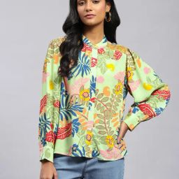 Label Ritu Kumar Green Floral Print Shirt-picture-49