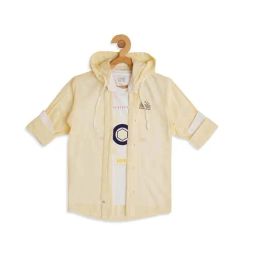 Cavio Kids Yellow & White Cotton Printed Shirt with T-Shirt-picture-30