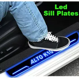 Auto Pearl Car Door Foot Step Led Sill/Scuff Plates Mirror Finish Black Compatible For Maruti Suzuki Alto K10 (2022), LEDBlklPLATE_Blk_AltoK10_2022 (Set of 4) image 2