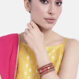 Peora Women Set of 2 Kundan Studded Silk Thread Bangles image 1