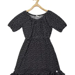 Peter England Kids Black Printed Dress-image-6