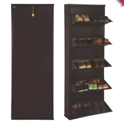 Delite Kom Double-Decker Powder Coated Coffee Wall Mounted Metal Shoe Rack (10 Shelves DIY)-image-10