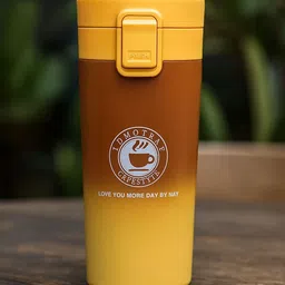 TASKHOUSE Orange & Brown Printed Stainless Steel Matte Tumbler-400 ml-picture-14