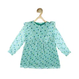 Peter England Kids Sky Blue Floral Print Full Sleeves Dress-picture-18