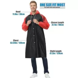 HACER EVA Hooded Type Top Button Closer Black Poncho Raincoat Free Size for Unisex, MK013-05-N image 4