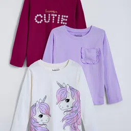 Hopscotch Multi Colored Pack Of 3 Unicorn Cotton T-shirts-image-18