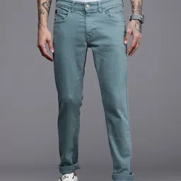 WROGN Men Teal Green Slim Fit Mid Rise Stretchable Jeans-picture-18
