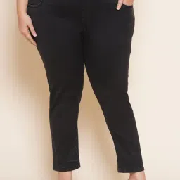 Kiaahvi Plus Size Black Regular Fit Mid Rise Jeans-image-4