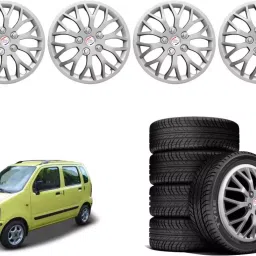 Auto Pearl ViS24 R1333.02 cm (13 Inch) Press Type Wheel Hubcap with Retention Ring Glossy Silver Wheel Cover for Maruti Wagon R AMT VXI (Set of 4)-picture-34