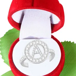 MEENAZ Silver-Plated Cubic Zirconia Studded Adjustable Ring image 4