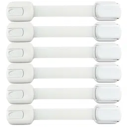 INOVERA (LABEL) Baby Safety Adjustable Cabinet Drawer Locks Straps, White (Pack of 6, Made in India) image 1