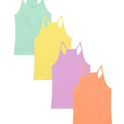 Charm n Cherish Pack Of 4 Sleeveless Solid Camisoles - Multi Colour-picture-14