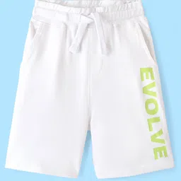 Pine Kids Looper Knit Above Knee Length Shorts With Text Print - White image 1