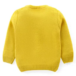 Babyhug Knitted Full Sleeves Pullover Sweater with Sequin Pineapple Design - Light Yellow image 2