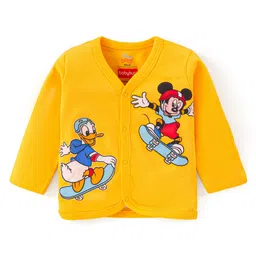 Babyhug Disney Interlock Knit Full Sleeves Jhablas with Mickey Mouse & Friends Graphics Pack of 3 - Red Yellow & Blue image 2