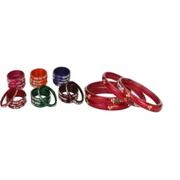 SOMIL Set Of 28 Artificial Stones Studded Ethnic Bangles-image-69