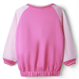 Babyhug Cotton Knit Full Raglan Sleeves Pullover Sweatshirt with Text Graphics - Pink image 3