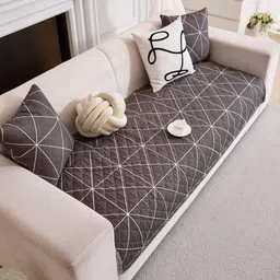 HOMETHREADS Grey & Charcoal Printed Sofa Cover-picture-12