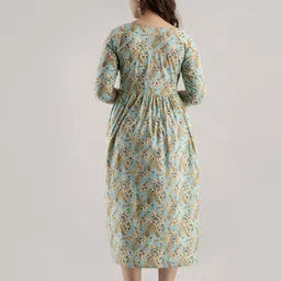 SHOOLIN Ethnic Motifs Print Maternity Empire Midi Dress image 5