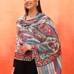 Pashmoda Ethnic Motifs Embroidered Shawl image 5