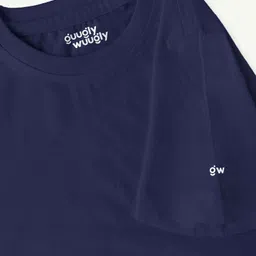 Guugly Wuugly Pure Combed Cotton Half Sleeves Solid Skin Friendly Crop Top - Navy Blue image 5