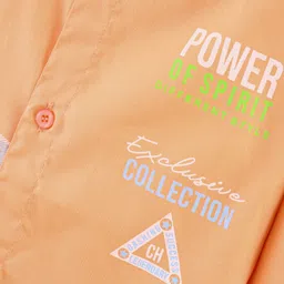Dapper Dudes Full Sleeves Power Of Spirit Text Printed Shirt - Light Orange image 4